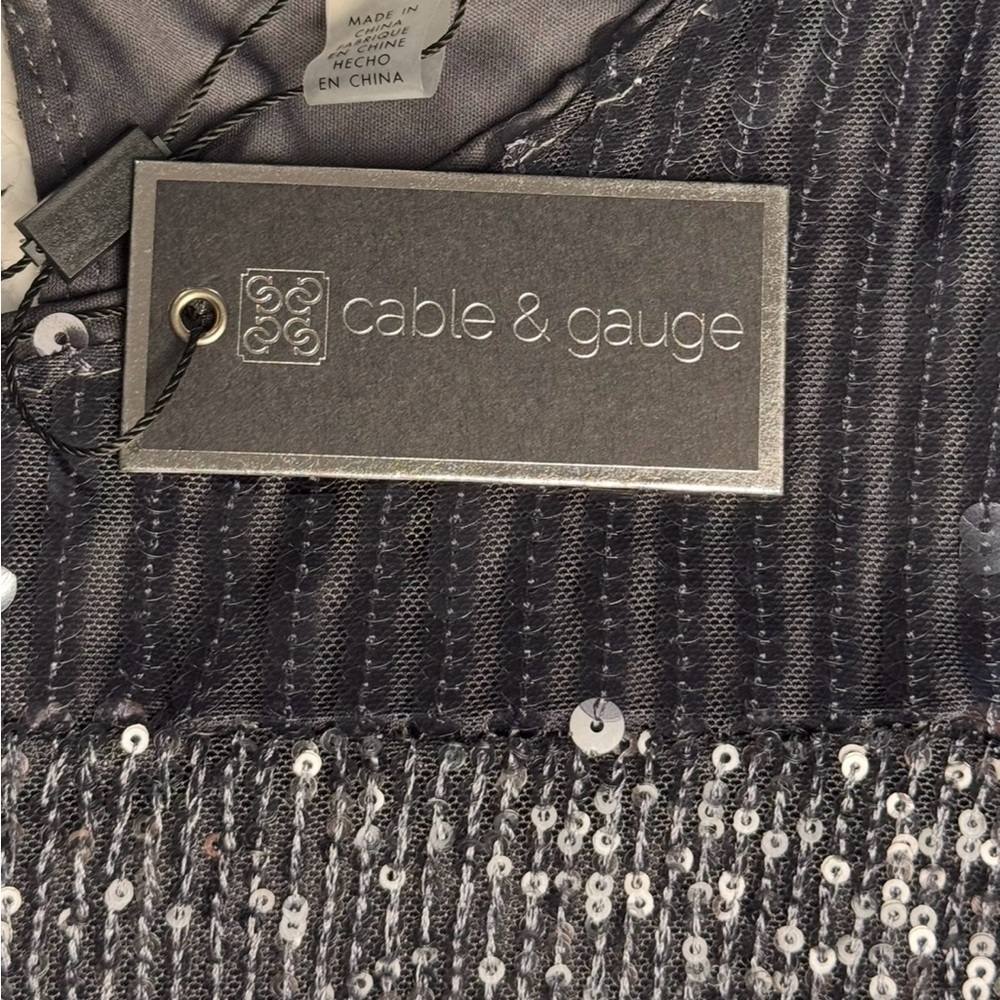 NWT Cable & Gauge Black/Gray Sequin Short Sleeve Lined Top Size Small-P - Picture 8 of 11